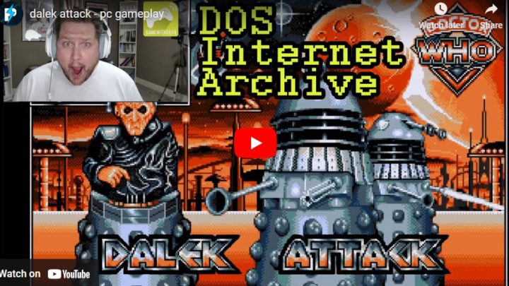 a youtube thumbnail showing a cartoon dalek and a webcam image in the top left corner